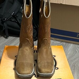 Richard West Youth Western Cowboy Boots 4.5. Youth Crazy Tan Leather Rodeo Style